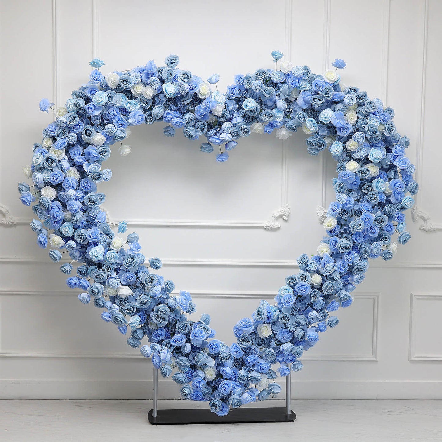Blue Roses Heart Shaped Flower Wall For Baby Shower Decoration-ubackdrop