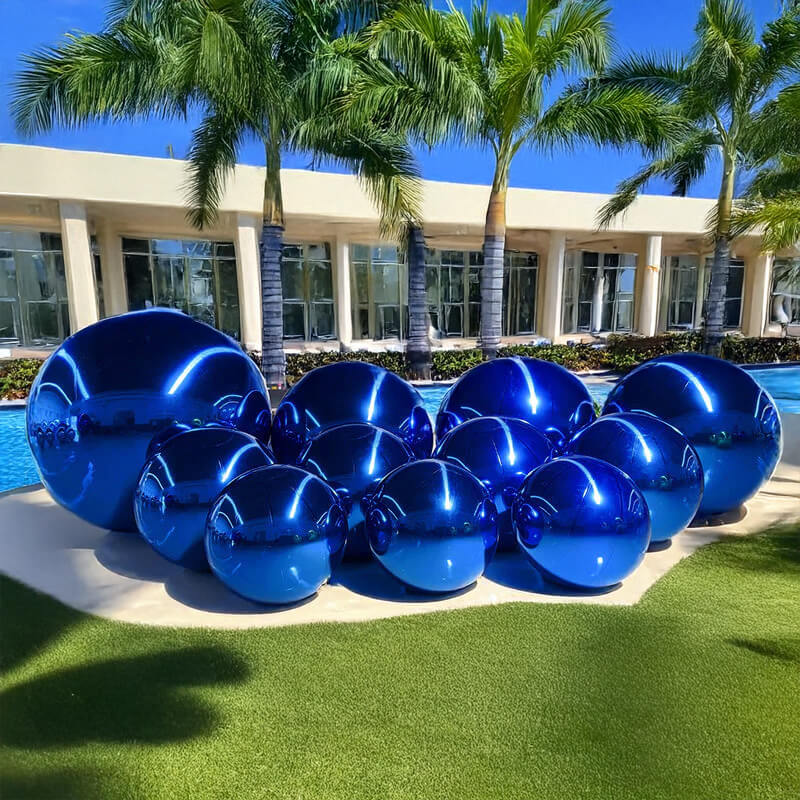 Blue Inflatable Mirror Ball Reusable Big Bubble Balloon-ubackdrop