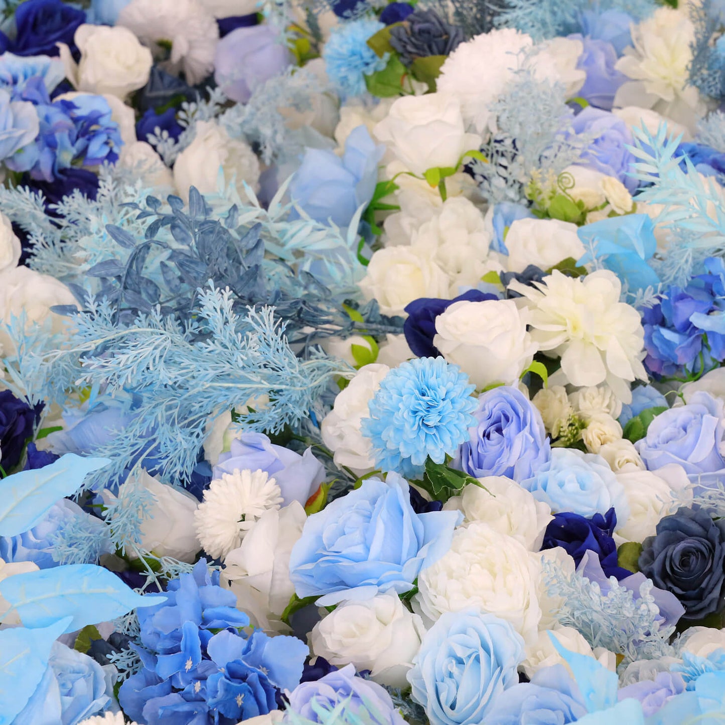 Blue Roses Fabric Flower Wall Backdrop for Baby Shower-ubackdrop