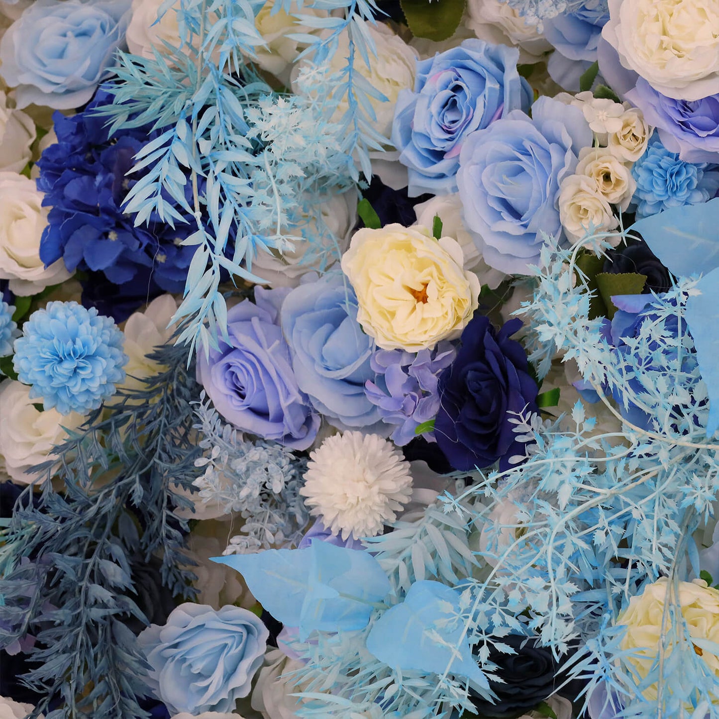 Blue Roses Fabric Flower Wall Backdrop for Baby Shower-ubackdrop