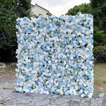 Light Blue White Rose Fabric Flower Wall Party Decor