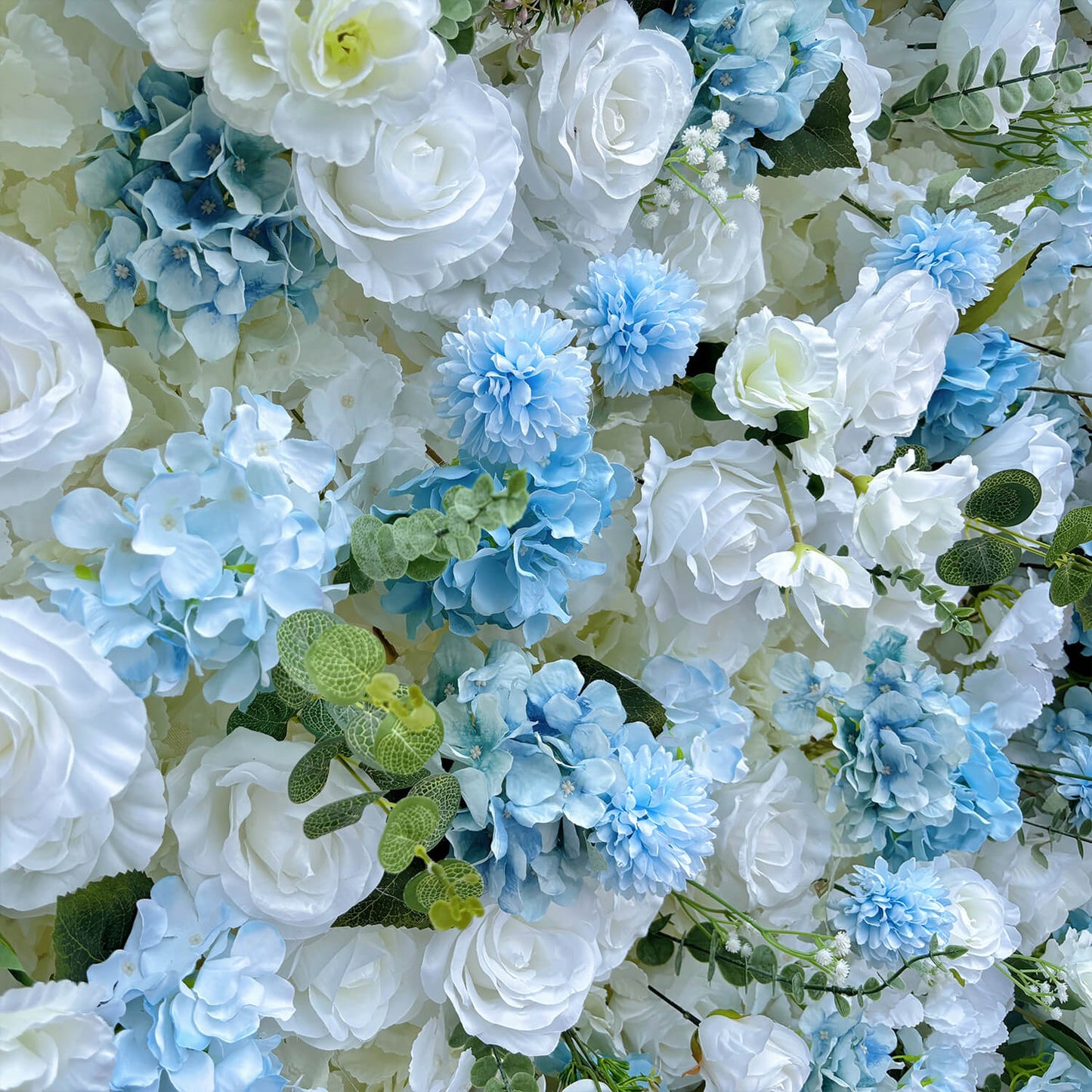Light Blue White Rose Fabric Flower Wall Party Decor-ubackdrop