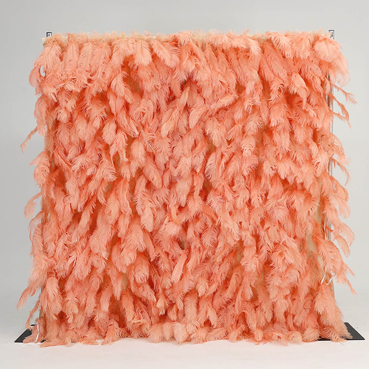 Boho Pink Orange Feather Flower Wall for Party Backdrop-ubackdrop