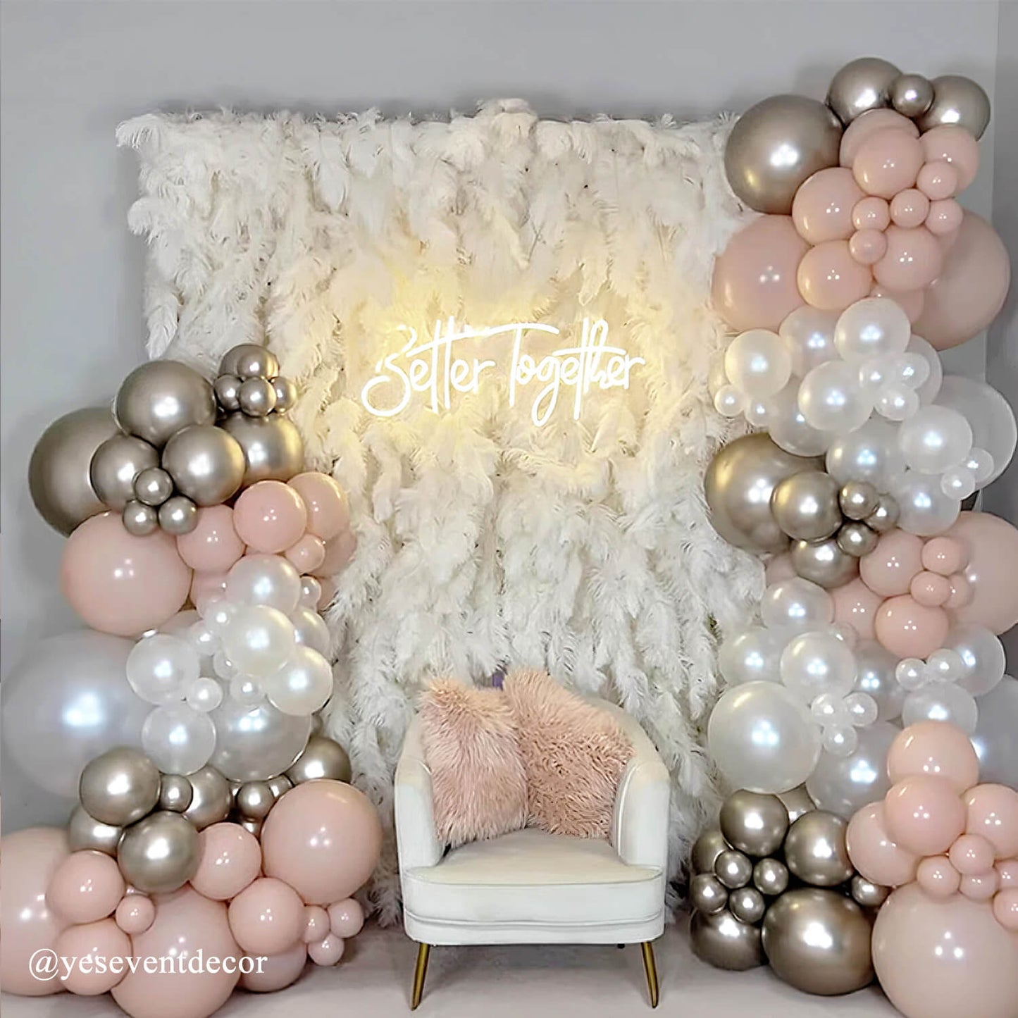 Boho White Feather Flower Wall for Wedding Arrangement Bridal Shower Party Backdrop-ubackdrop