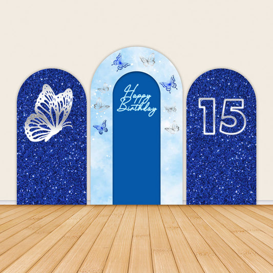 Butterflies with Starry Sky for 15th Birthday Arch Backdrop Covers-ubackdrop
