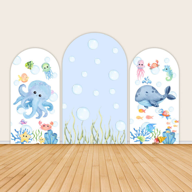 Cartoon Ocean Theme Birthday Party Backdrop Cover-ubackdrop