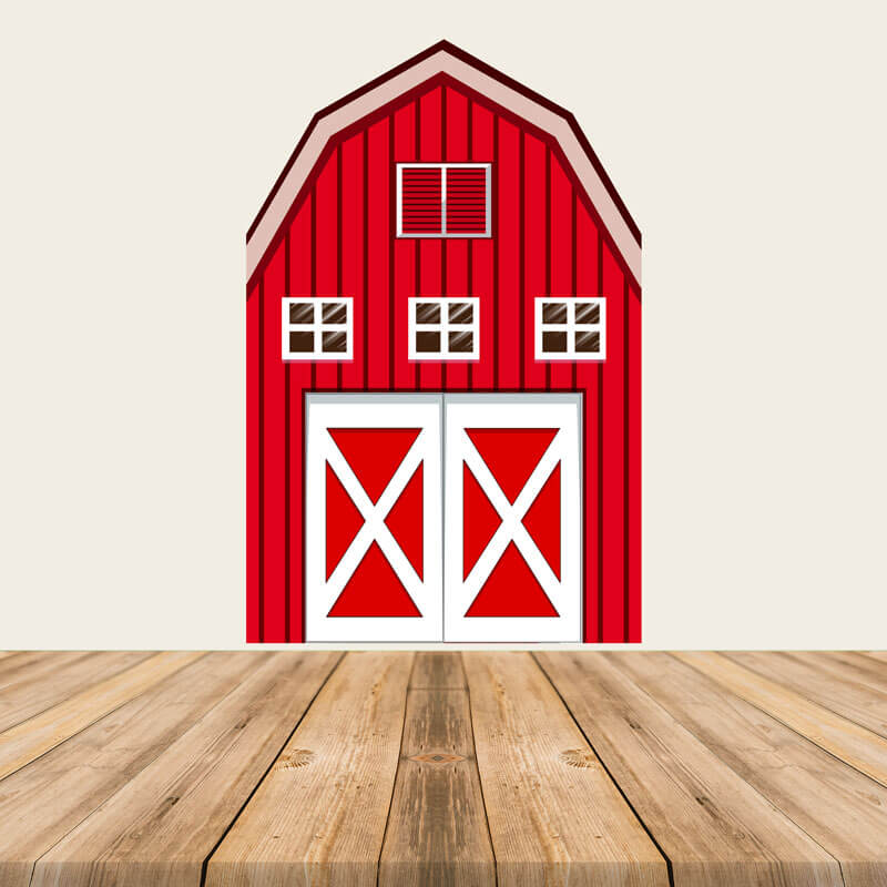 Cartoon Red Barn Farm Theme Birthday Party Backdrop-ubackdrop