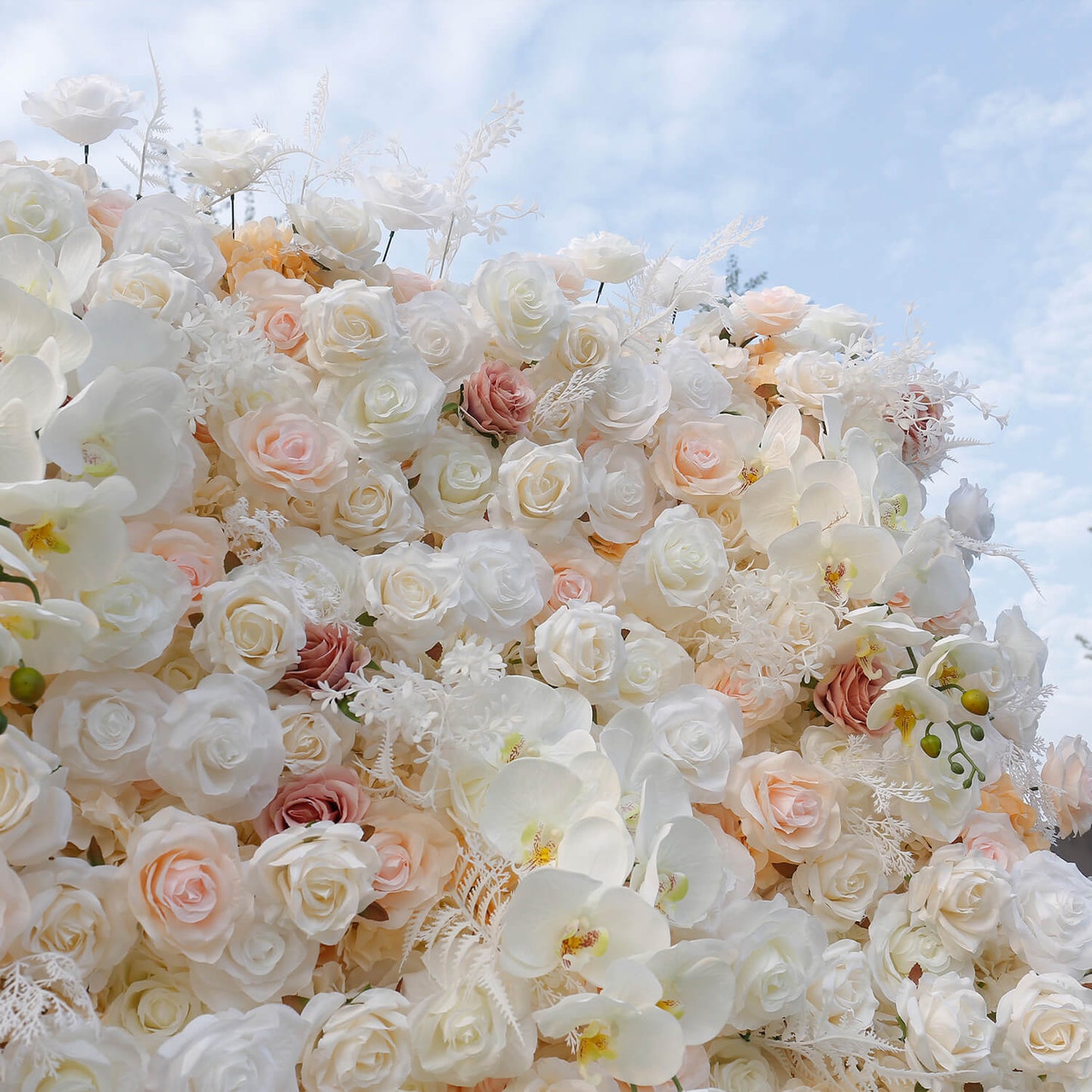 Champagne Pink White Rose Flower Wall for Engagement Wedding Party Decoration-ubackdrop