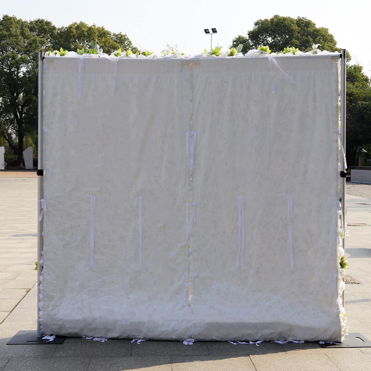 Luxury Wedding Champagne Rose Fabric Flower Wall Backdrop-ubackdrop