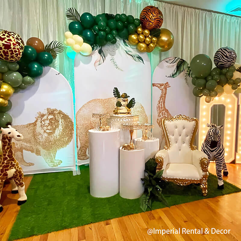 Shining Gold Jungle Animals Kids Birthday Party Backdrops-ubackdrop