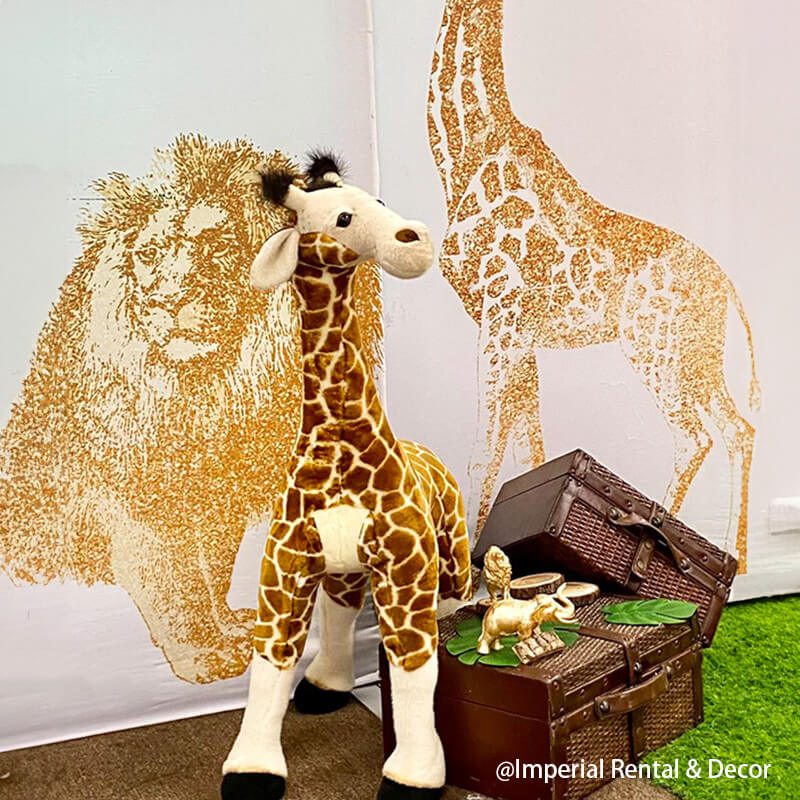 Shining Gold Jungle Animals Kids Birthday Party Backdrops-ubackdrop