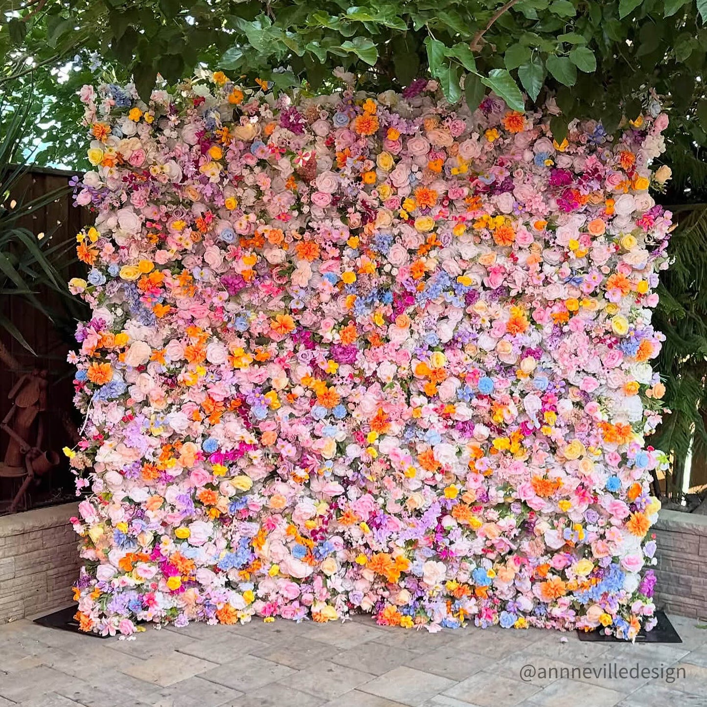 Colorful Artificial Wedding Flower Wall Backdrop For Event Wedding&Birthday Decoration-ubackdrop