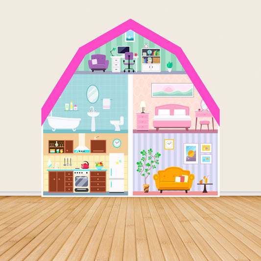 Colorful House Cross Section Party Decoration for Kids Birthday Party-ubackdrop