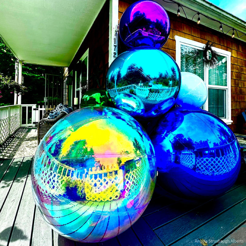 Light Blue Inflatable Mirror Ball Reusable Big Bubble Balloon-ubackdrop