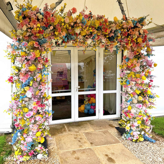 Colorful Arch Artificial Flower Wall For Event Wedding-ubackdrop