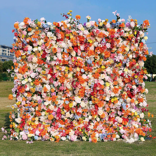 Colorful Artificial Wedding Flower Wall Backdrop For Event Wedding&Birthday Decoration-ubackdrop