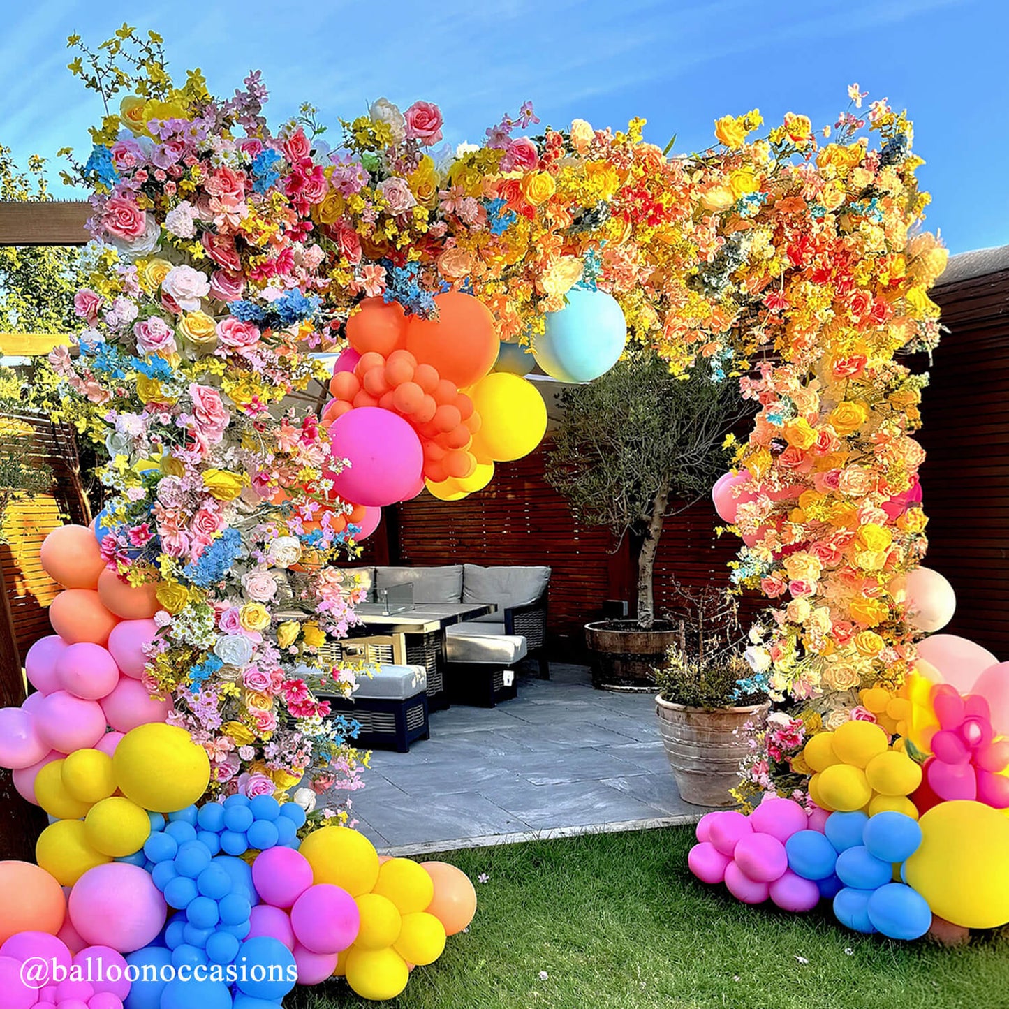 Colorful Arch Artificial Flower Wall For Event Wedding-ubackdrop