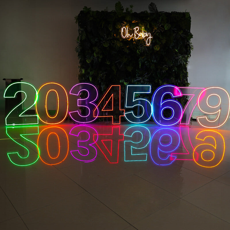 Custom 0 to 9 Number LED Neon Sign Wall Letters Light Party Decoration-ubackdrop