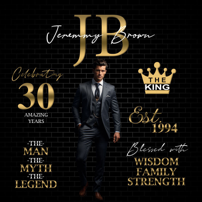 Custom Magazine The King Birthday Backdrop-ubackdrop