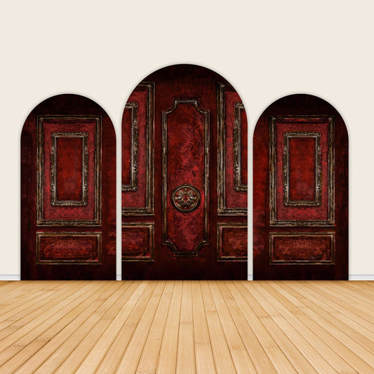 Dark-Red Printed Iron Gate Panel Arch Backdrop Covers-ubackdrop