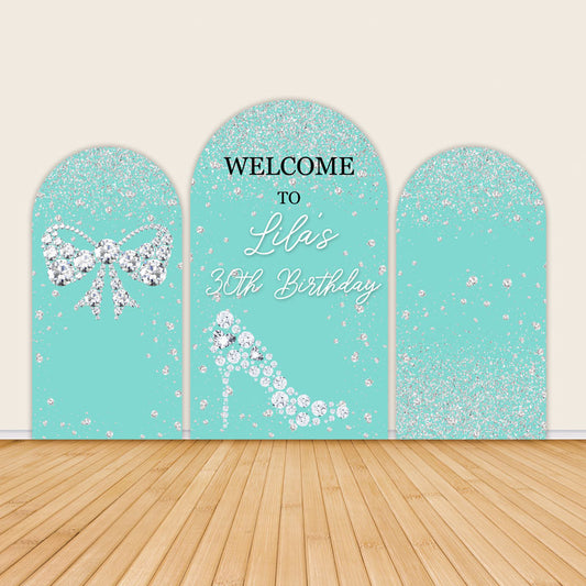 Diamond Bow and High Heels 30th 40th 50th 60th Birthday Backdrop Covers-ubackdrop
