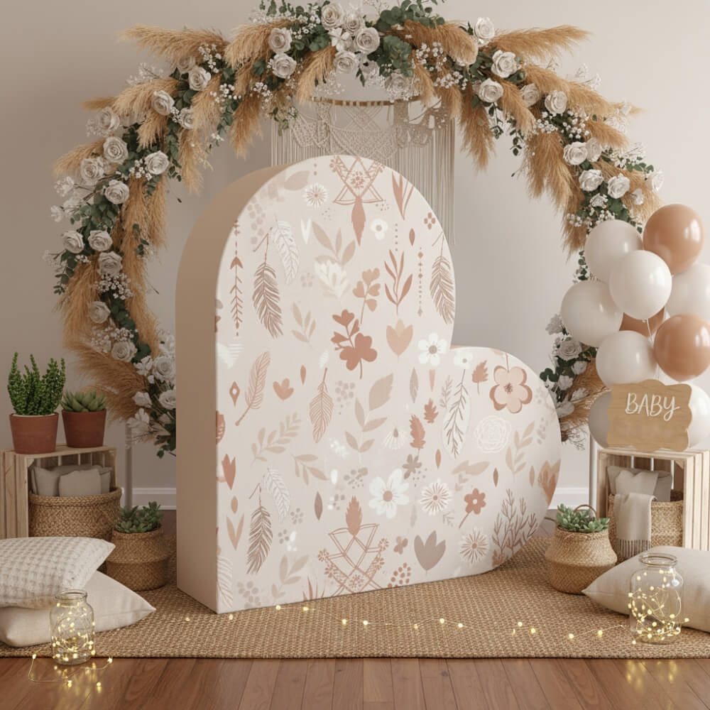 3D 8x8ft Double Layer Side Laying Heart for Party Decor Backdrop Stand-ubackdrop