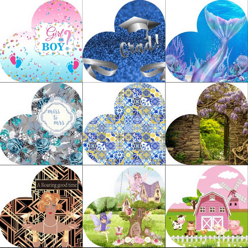 3D 8x8ft Double Layer Side Laying Heart for Party Decor Backdrop Stand-ubackdrop