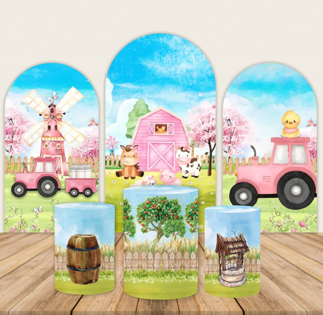 Farm Animals Arch Wall Backdrop Barn Photography Background-ubackdrop