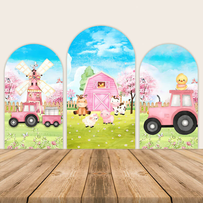 Farm Animals Arch Wall Backdrop Barn Photography Background-ubackdrop