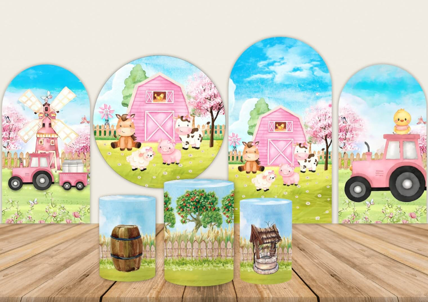 Farm Animals Arch Wall Backdrop Barn Photography Background-ubackdrop