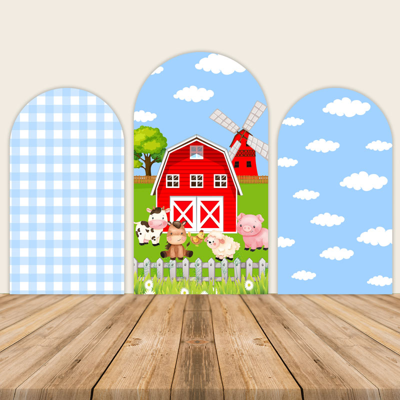 Farm Theme Arch Wall Backdrop Birthday Party Decoration-ubackdrop