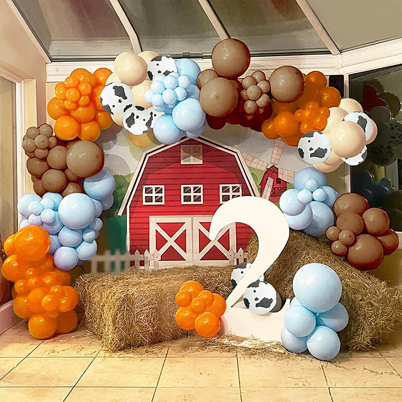 Farm Theme Macaroon Blue Orange Balloon Kit Kids Birthday Party-ubackdrop
