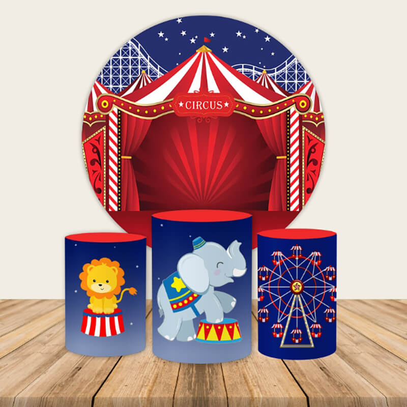 Fireworks Circus Carnival Birthday Party Round Backdrop-ubackdrop