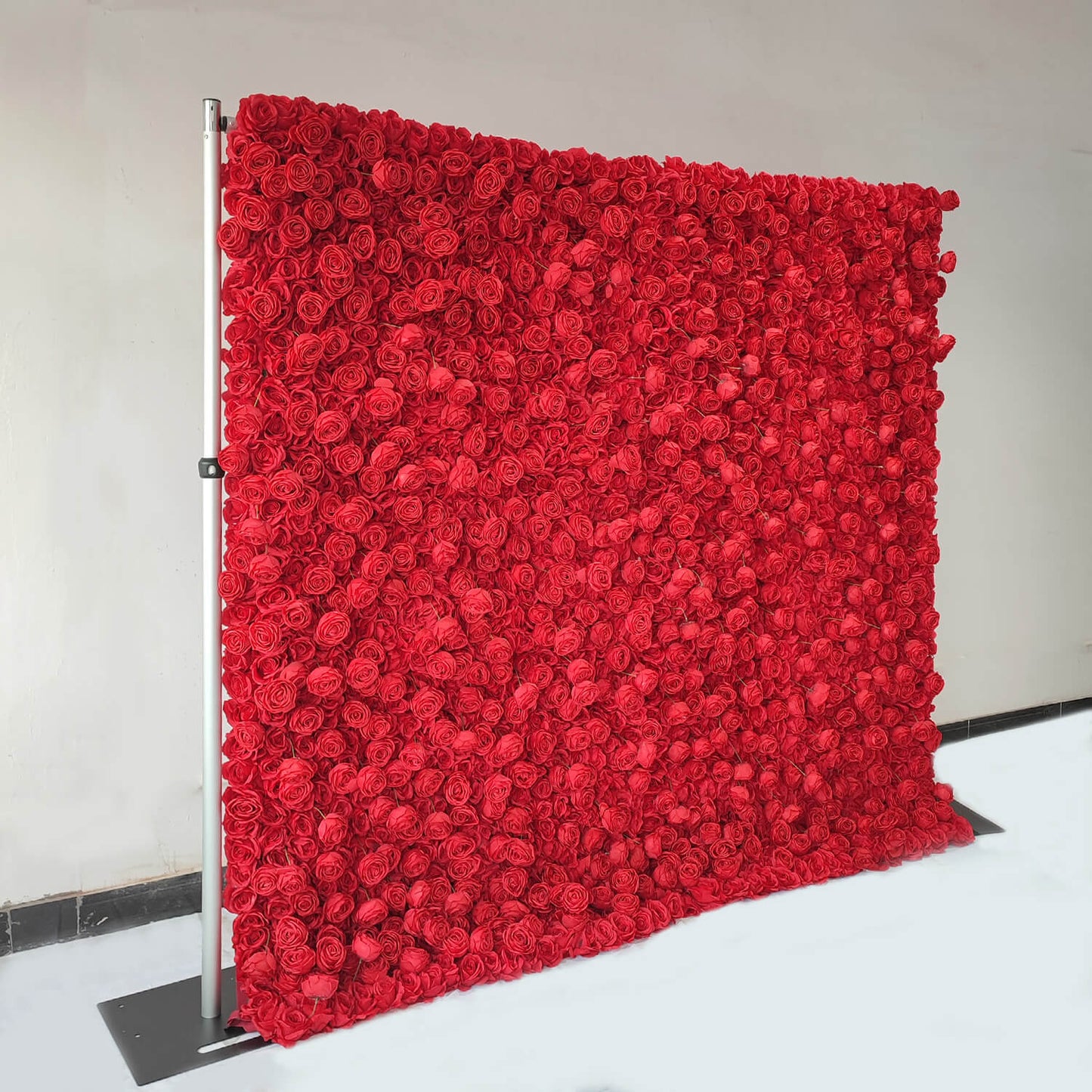 Full Red Roses Fabric Flower Wall For Wedding Arrangement Romantic Atmosphere-ubackdrop