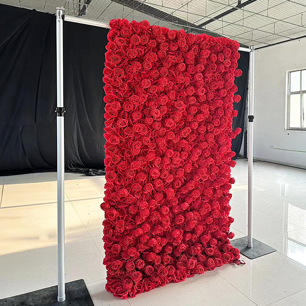 Full Red Roses Fabric Flower Wall For Wedding Arrangement Romantic Atmosphere-ubackdrop