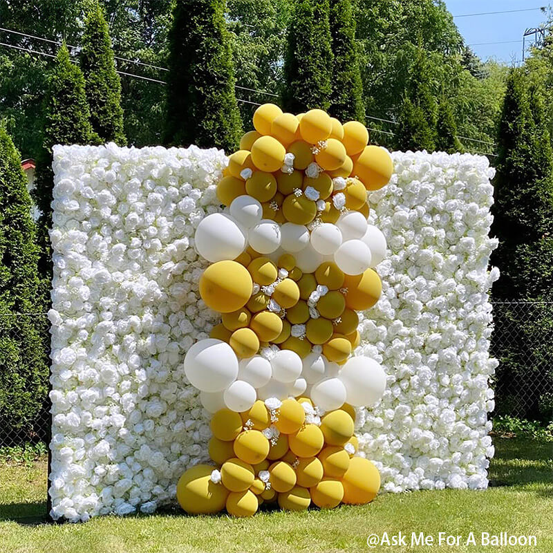 Full White Roses Fabric Artificial Flower Wall For Wedding Arrangement Event-ubackdrop