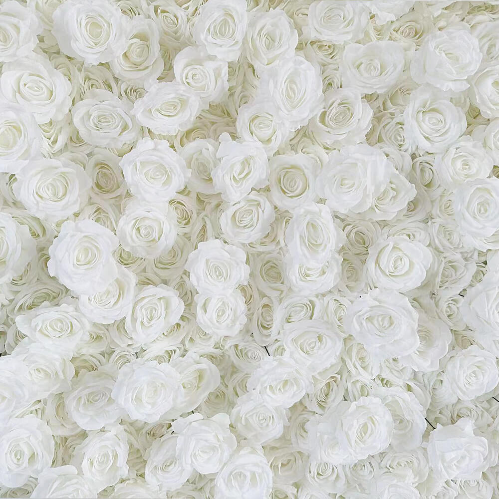 Full White Roses Fabric Artificial Flower Wall For Wedding Arrangement Event-ubackdrop
