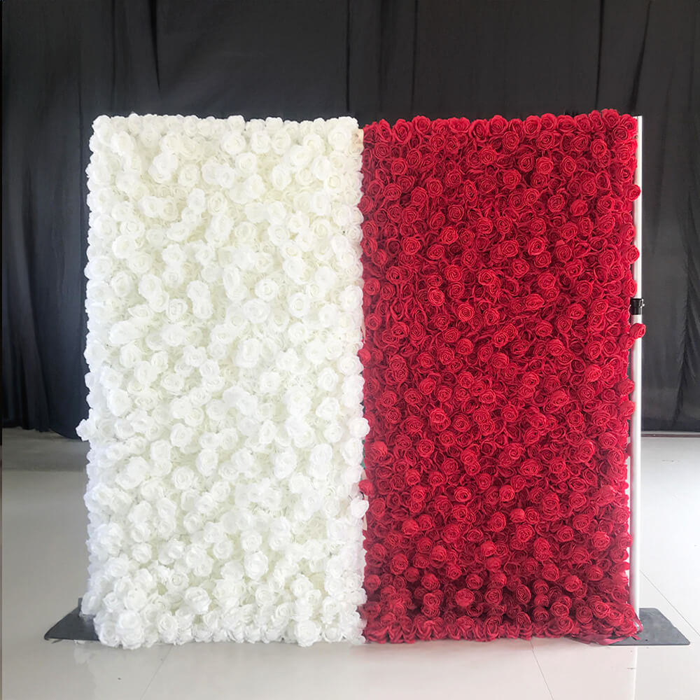 Full Red Roses Fabric Flower Wall For Wedding Arrangement Romantic Atmosphere-ubackdrop