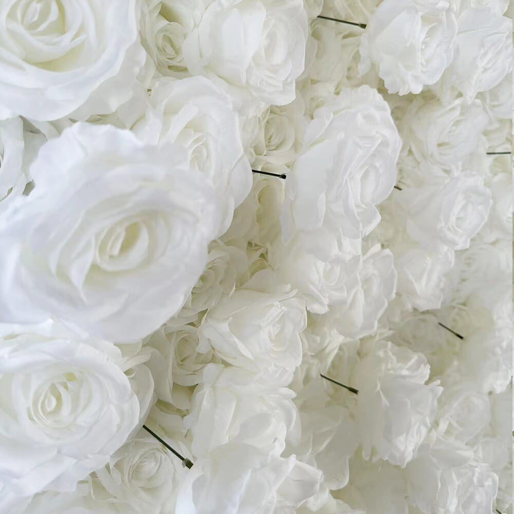 Full White Roses Fabric Artificial Flower Wall For Wedding Arrangement Event-ubackdrop