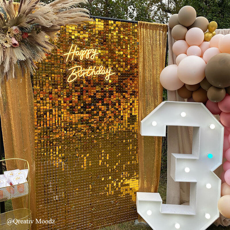 Gold Shimmer Wall Panels – Easy Setup Wedding/Event/Theme Party Decorations-ubackdrop