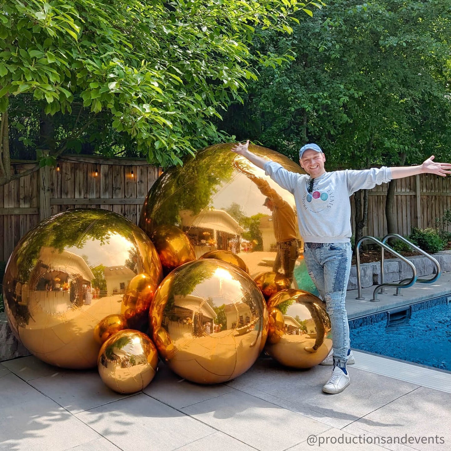 Golden Color Inflatable Mirror Ball Reusable Big Bubble Balloon-ubackdrop