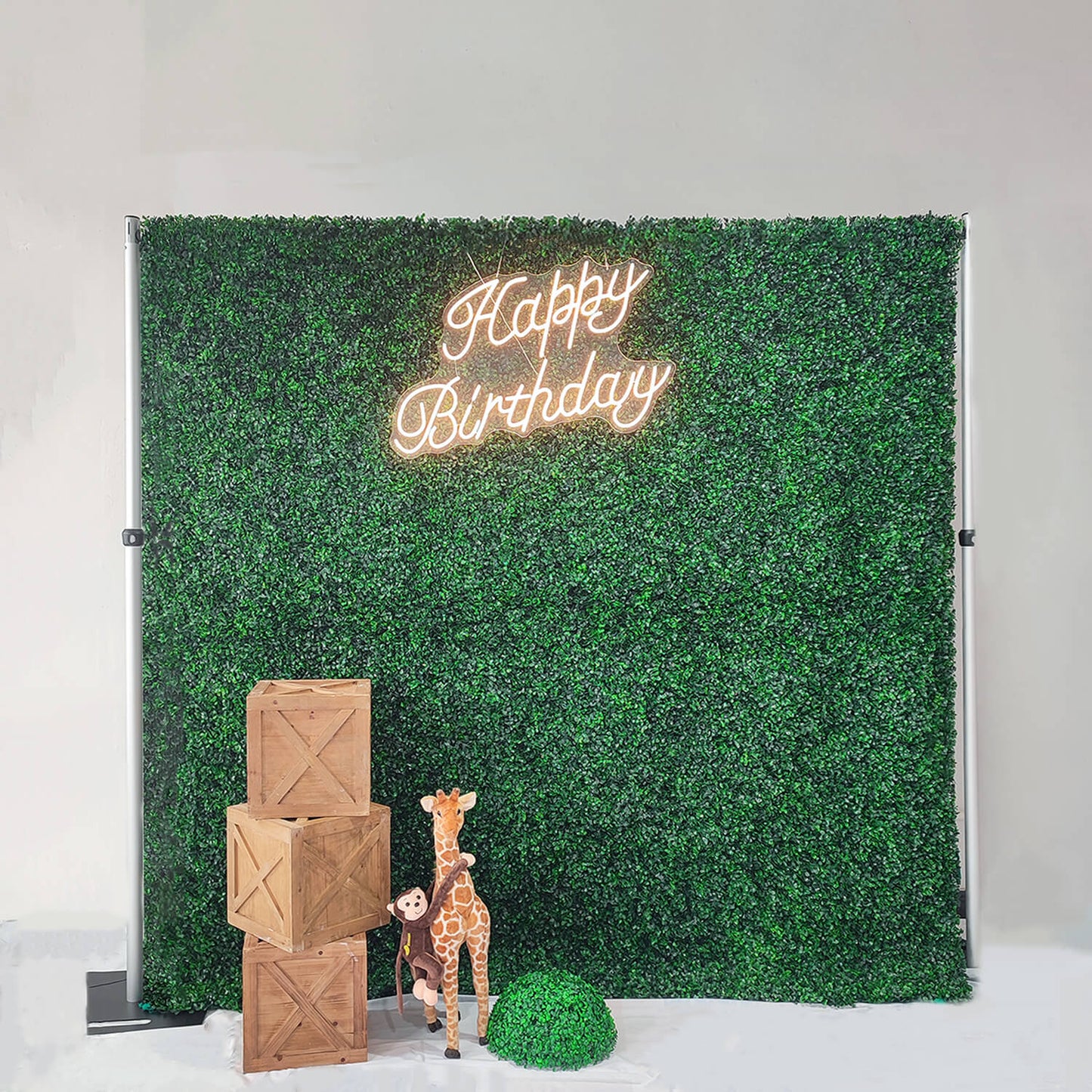 Green Artificial Hedge Flower Wall Backdrop for Wedding, Baby Shower, Jungle Wild Theme Party-ubackdrop