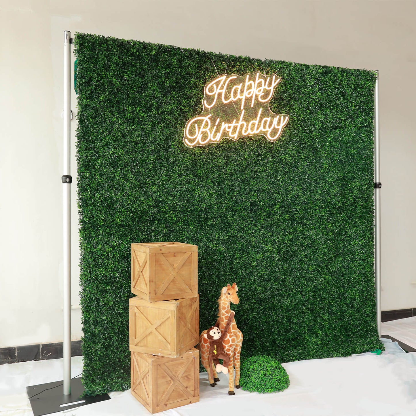 8x8ft Green Artificial Hedge Wall Backdrop for Wedding, Baby Shower, Jungle Wild Theme Party-ubackdrop
