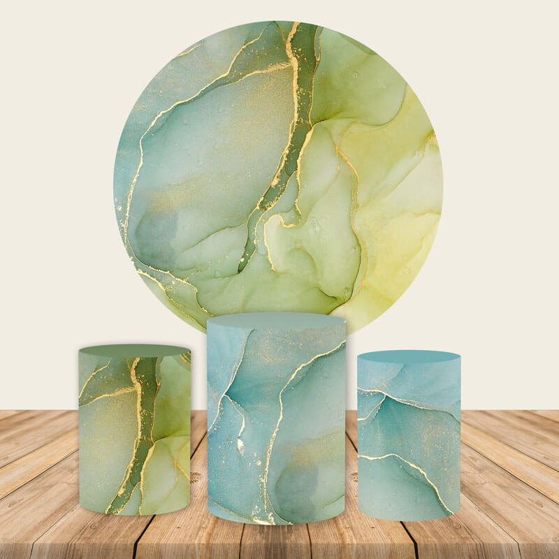 Green Luxury Marbling Round Backdrop Cover-ubackdrop