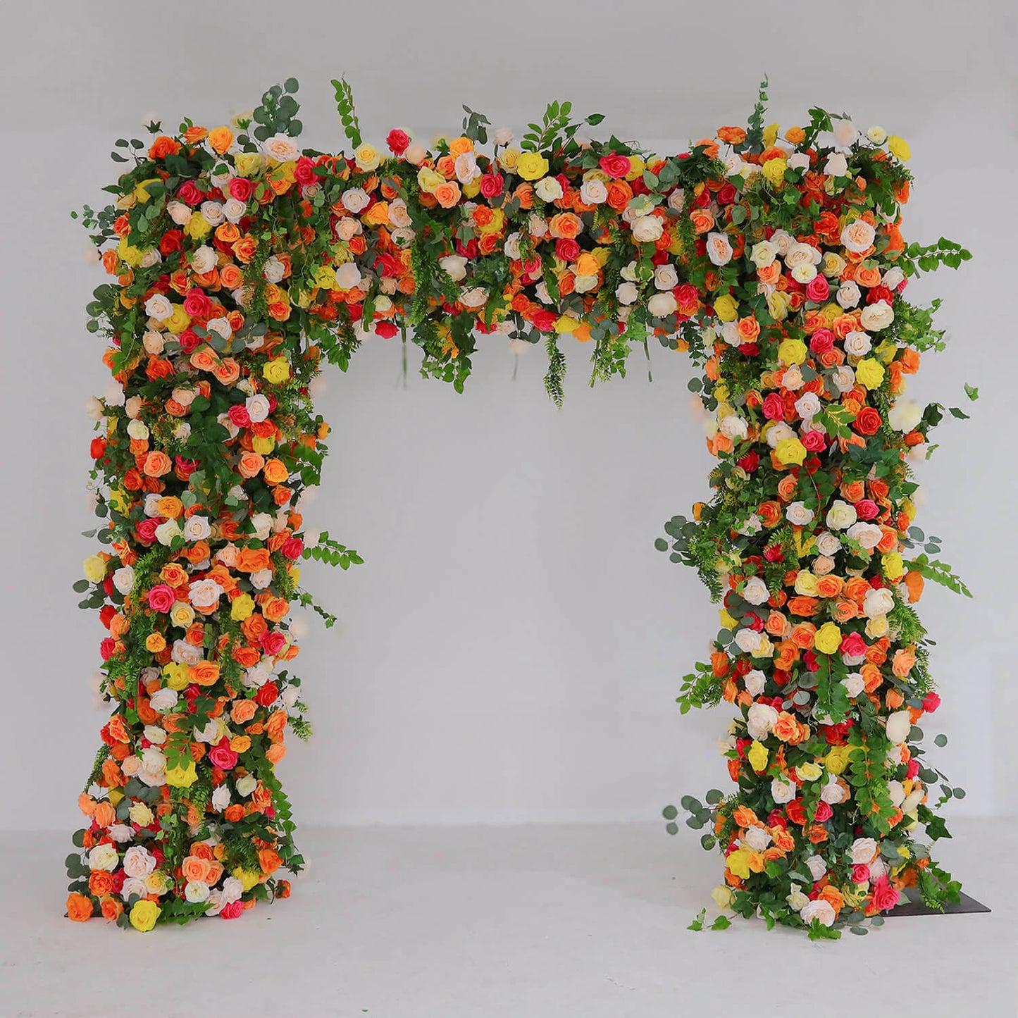 Green Orange Fabric Artificial Flower Wall Arch Wedding Party Decoration-ubackdrop