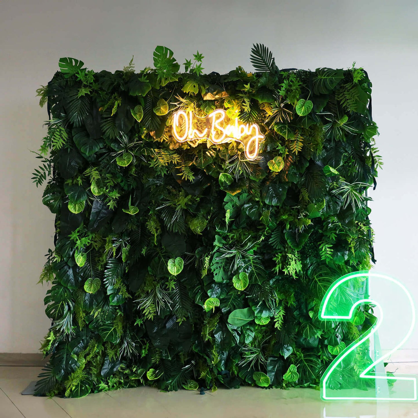 Green Tropical Jungle Fabric Artificial Flower Wall Backdrop Party Decor-ubackdrop