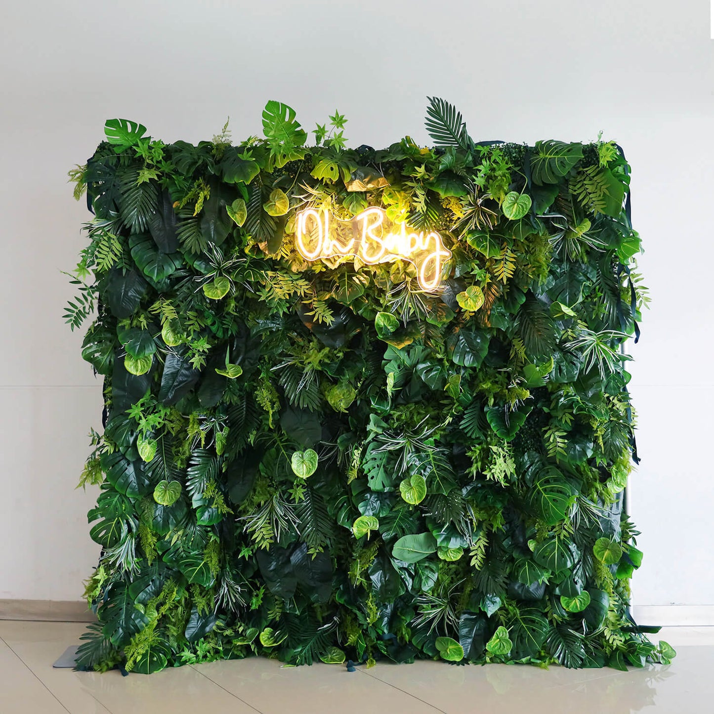 Green Tropical Jungle Fabric Artificial Flower Wall Backdrop Party Decor-ubackdrop
