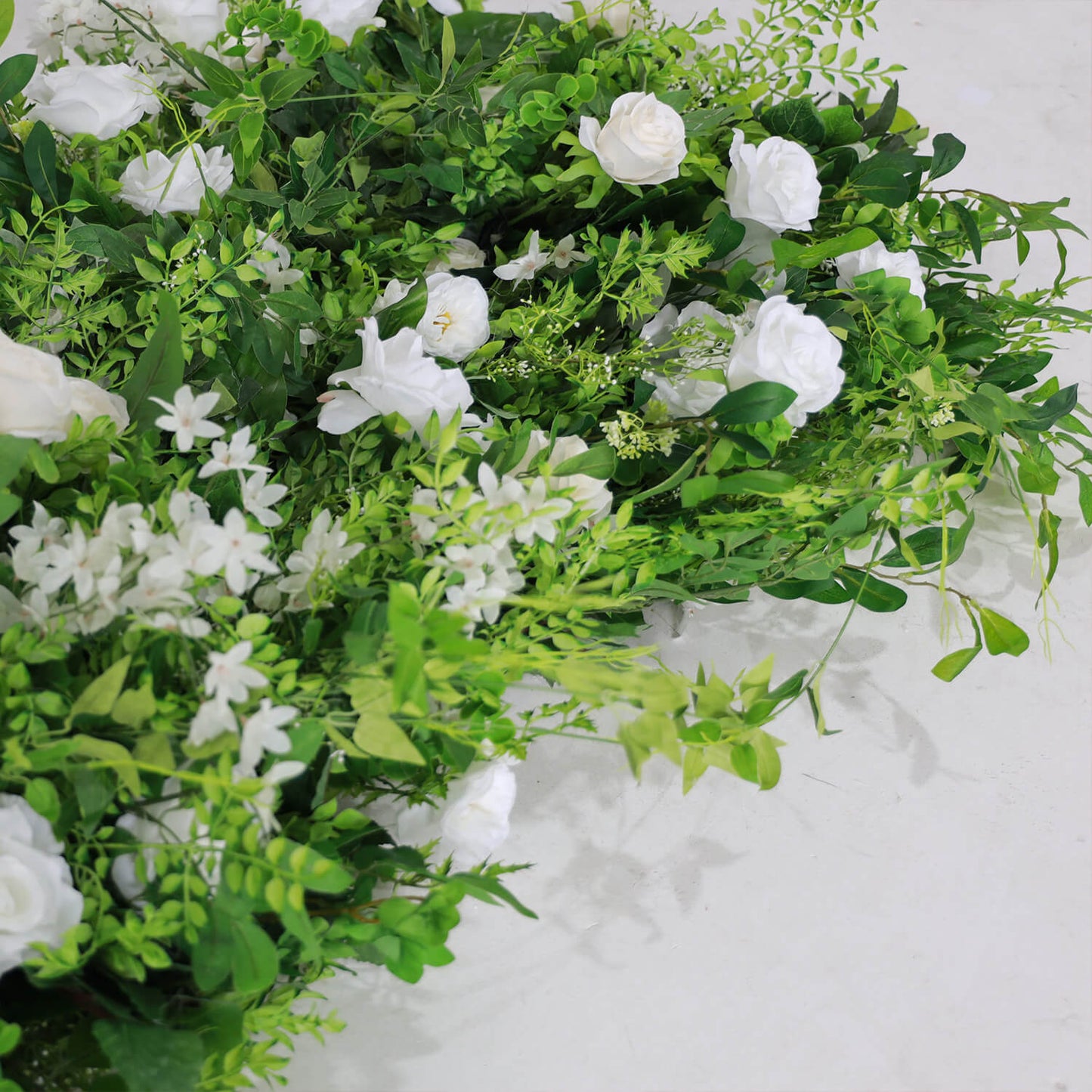 Green White Roses Fabric Artificial Flower Wall Arch Wedding Party Decoration-ubackdrop