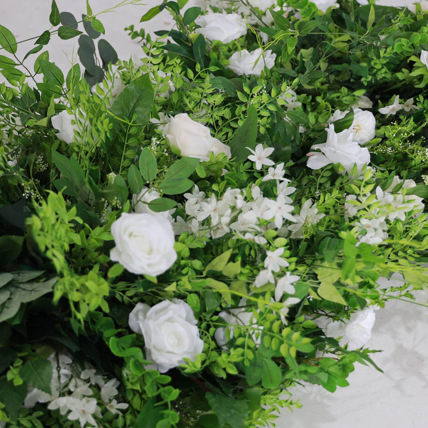 Green White Roses Fabric Artificial Flower Wall Arch Wedding Party Decoration-ubackdrop