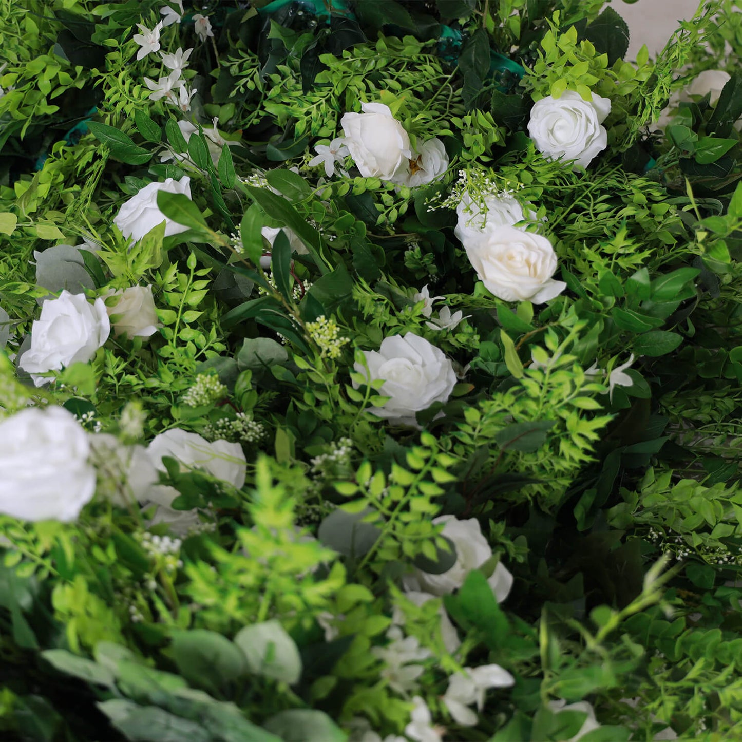 Green White Roses Fabric Artificial Flower Wall Arch Wedding Party Decoration-ubackdrop